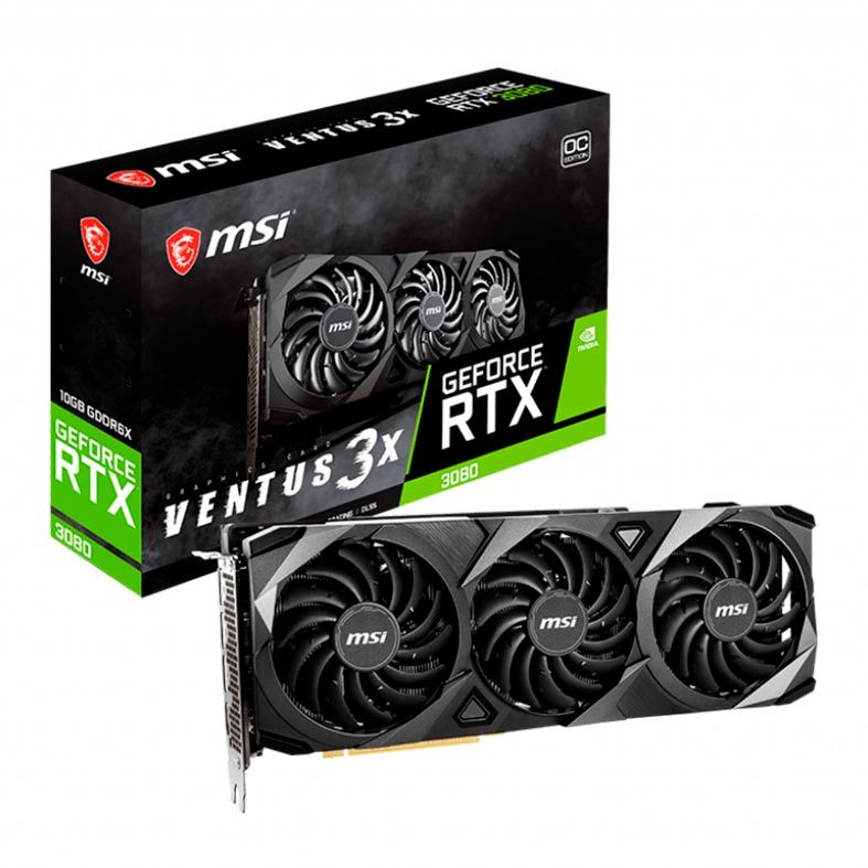 Placa de Video MSI GeForce RTX 3080 Ventus 3X 10GB GDDR6X 320-bit, RTX 3080 VENTUS 3X 10G