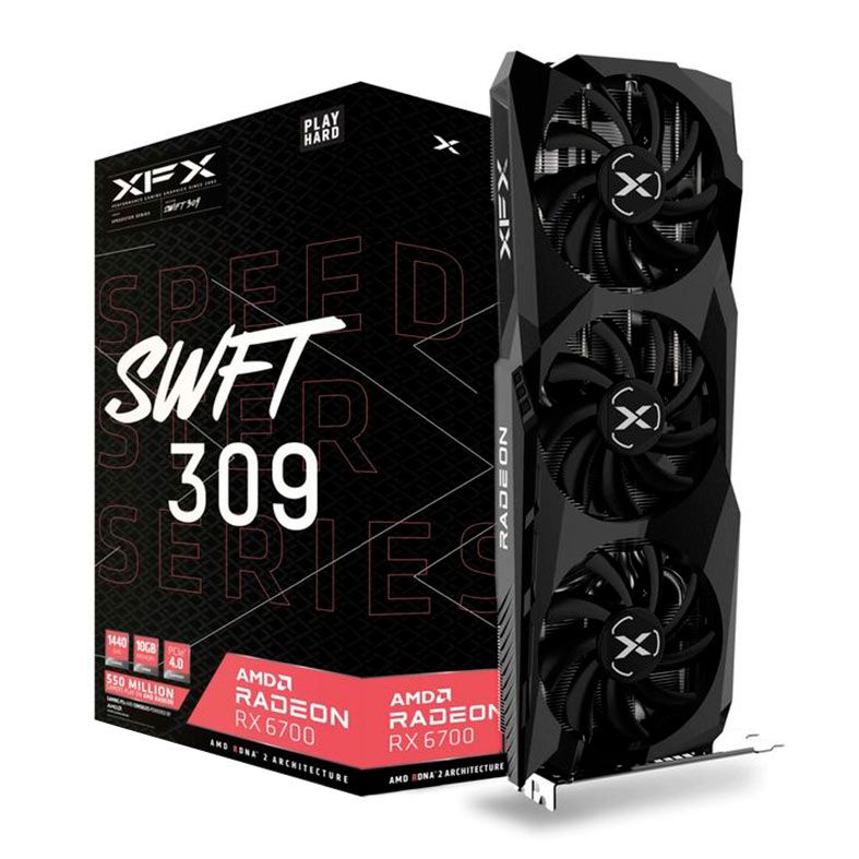 Placa de Video XFX Radeon RX 6700 Speedster Swift309, 10GB, GDDR6, 160-bit, RX-67XLKWFDV