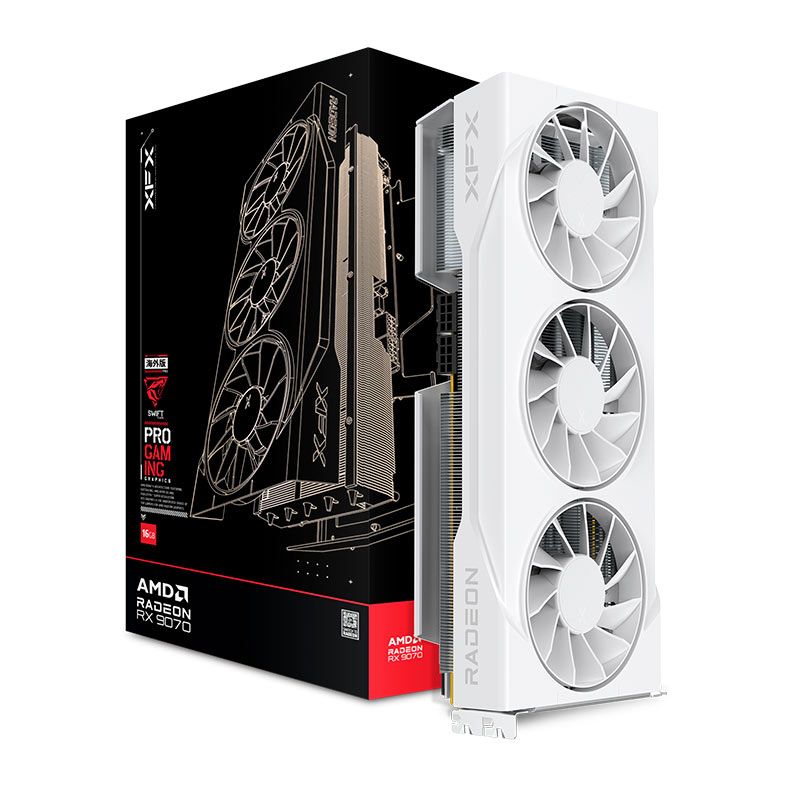Placa de Video XFX Radeon RX 9070 Swift Triple Fan Gaming Edition White OC, 16GB, GDDR6, 256-bit, RX-97SWFT3W7