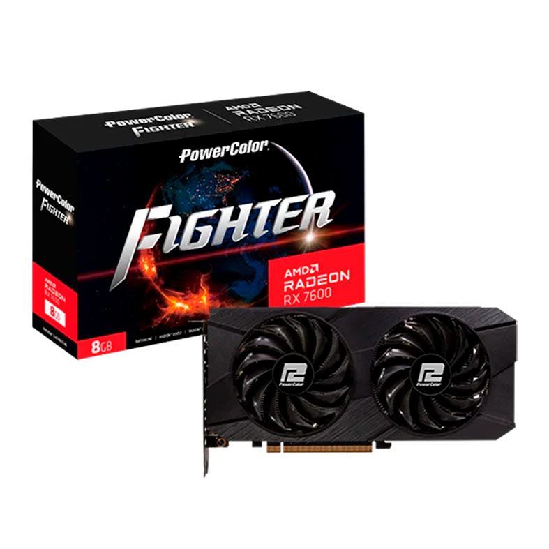 Placa de Video PowerColor Radeon RX 7600 Fighter, 8GB, GDDR6, 128-bit, RX7600-8G-F-V2-NAC