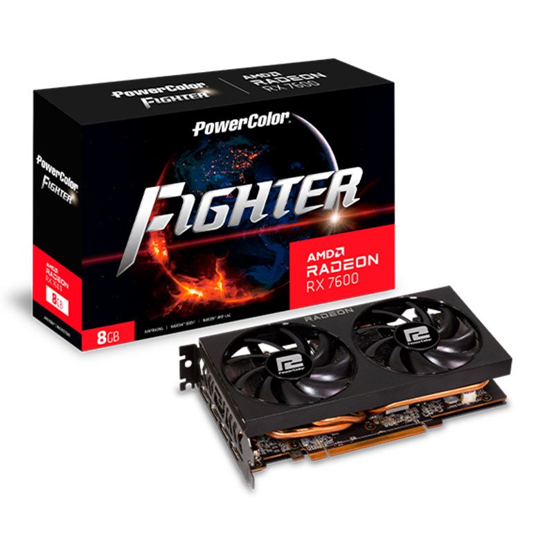 Placa de Video PowerColor Radeon RX 7600 Fighter, 8GB, GDDR6, 128-bit, RX7600-8G-F