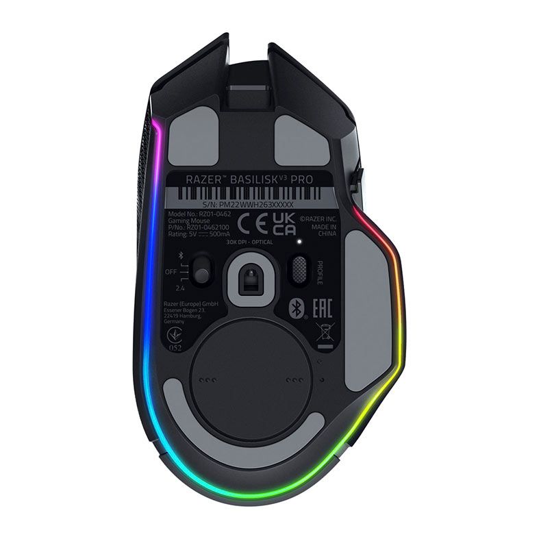 Mouse Gamer Razer Basilisk V3 PRO, Wireless, Chroma, 30000Dpi, 11 Botoes, Preto, RZ01-04620100-R3U1