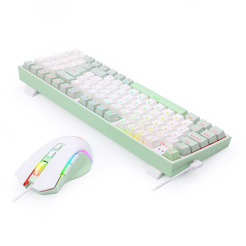 Kit Teclado e Mouse Redragon Ultimate Gaming Ring, RGB, 7 Botoes, 7200DPI, Branco, S134