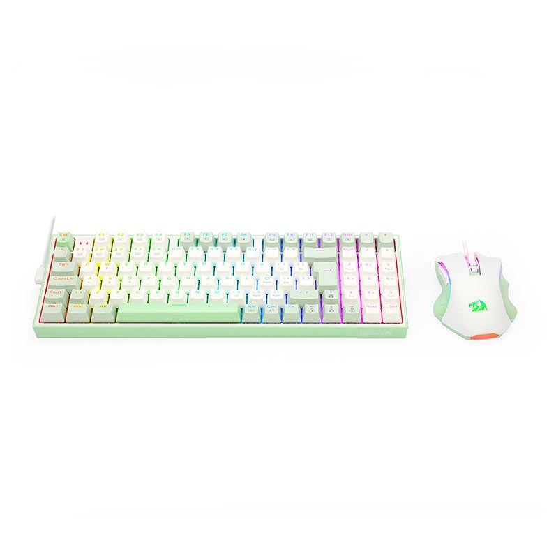 Kit Teclado e Mouse Redragon Ultimate Gaming Ring, RGB, 7 Botoes, 7200DPI, Branco, S134