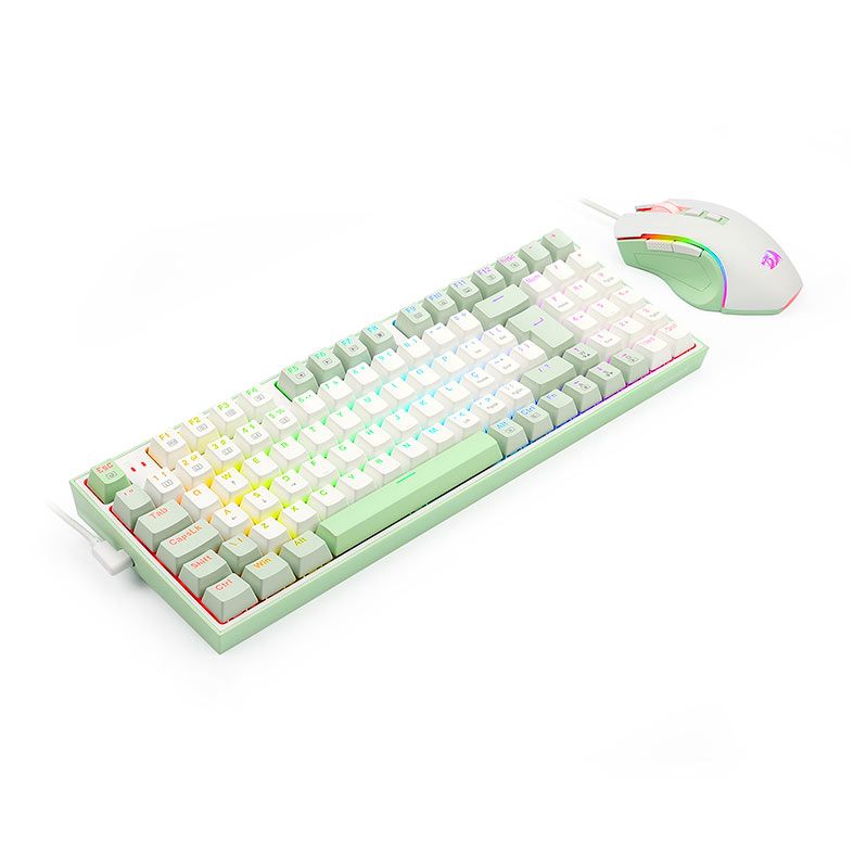 Kit Teclado e Mouse Redragon Ultimate Gaming Ring, RGB, 7 Botoes, 7200DPI, Branco, S134