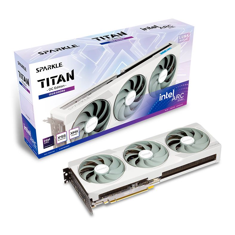 Placa de Video Sparkle Intel ARC B580 Titan Luna OC, 12GB, GDDR6, 192-bit, SB580TW-12GOC