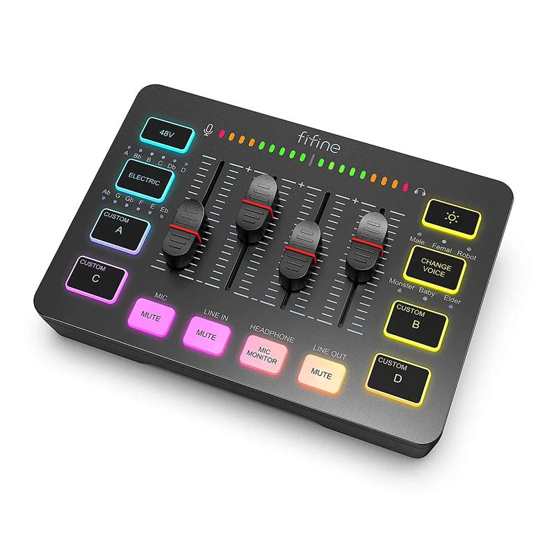 Audio Mixer Fifine SC3, RGB, USB-C/XLR, Preto, SC3-BLK
