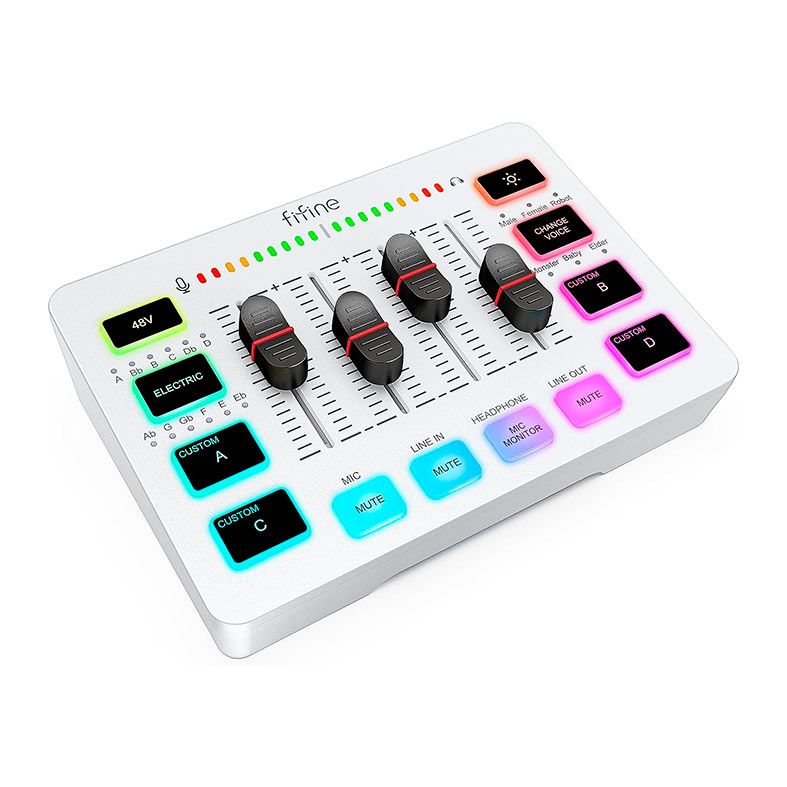 Audio Mixer Fifine SC3, RGB, USB-C/XLR, Branco, SC3-WTH