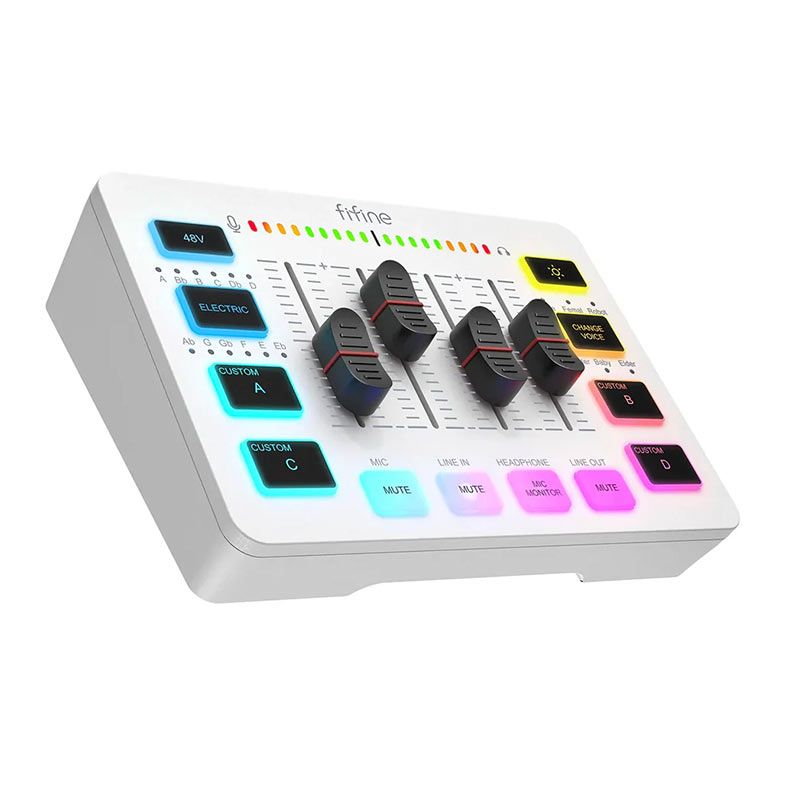 Audio Mixer Fifine SC3, RGB, USB-C/XLR, Branco, SC3-WTH