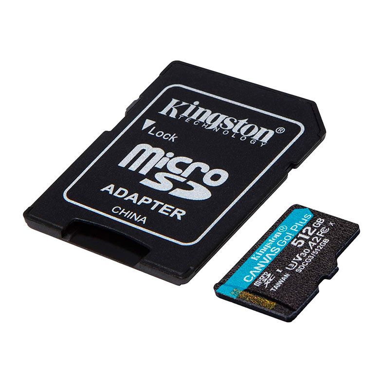 Cartao de Memoria Kingston Canvas Go Plus, 512GB, MicroSDXC + Adaptador, SDCG3-512GB