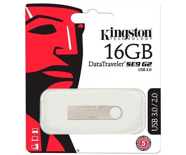 Pen Drive Kingston Datatraveler SE9 G2 16GB USB 3.0, DTSE9G2/16GB Prata