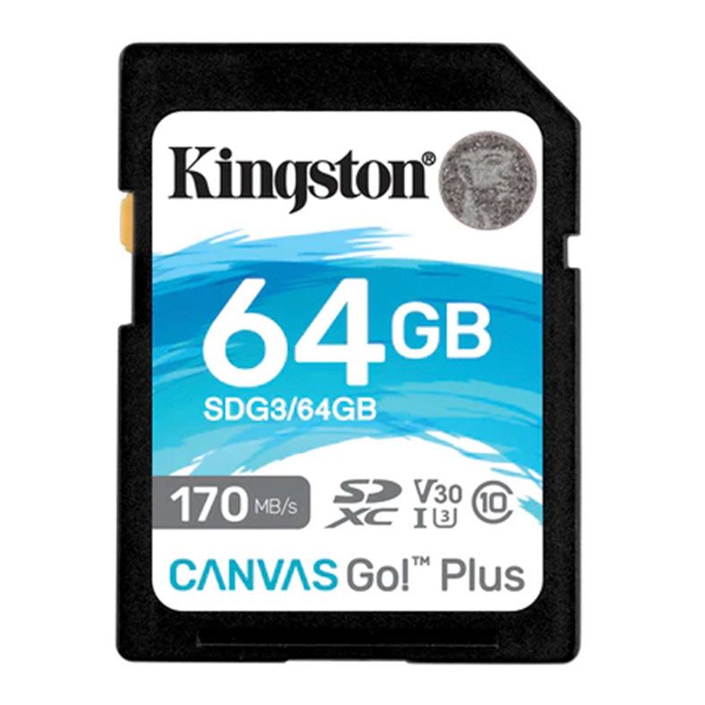 Cartao de Memoria Kingston Canvas Go Plus V30, 64GB, UHS-I, SDG3-64GB