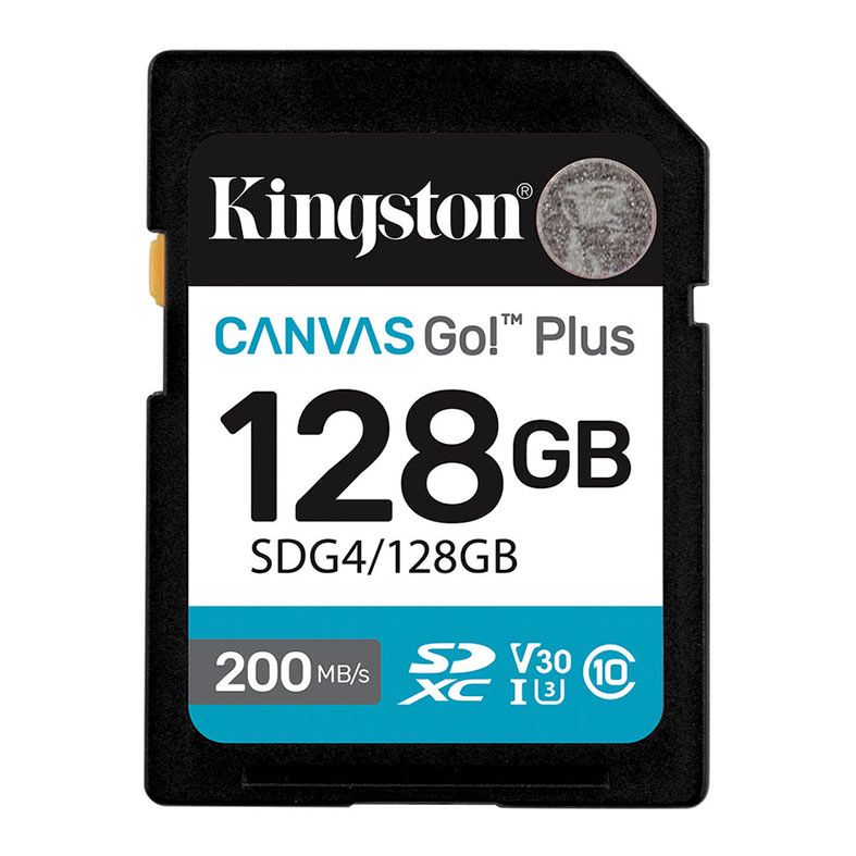 Cartao de Memoria Kingston Canvas Go Plus, 128GB, SDXC, C10, UHS-I, V30, SDG4-128GB