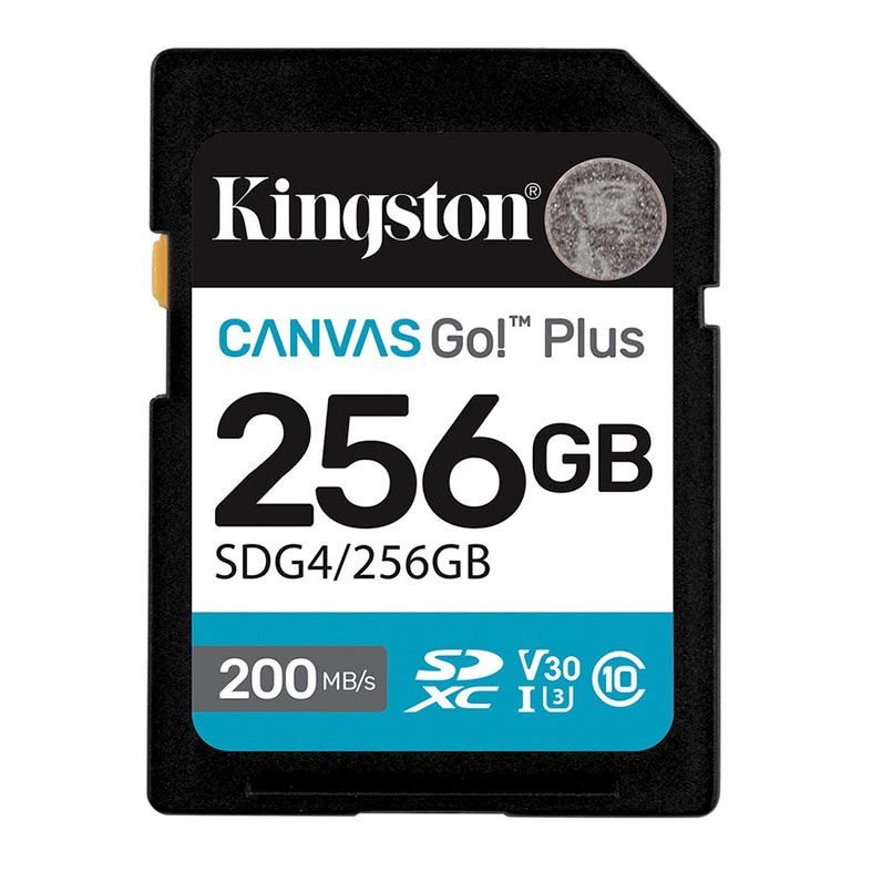 Cartao de Memoria Kingston Canvas Go Plus, 256GB, SDXC, C10, UHS-I, V30, SDG4-256GB