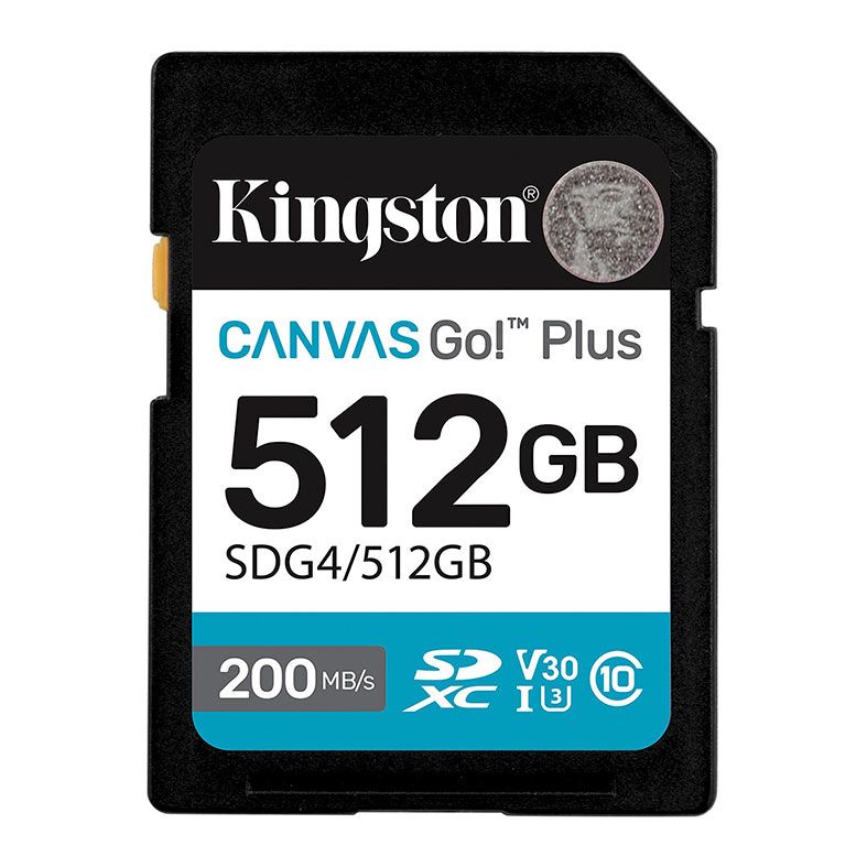 Cartao de Memoria Kingston Canvas Go Plus, 512GB, SDXC, C10, UHS-I, V30, SDG4-512GB
