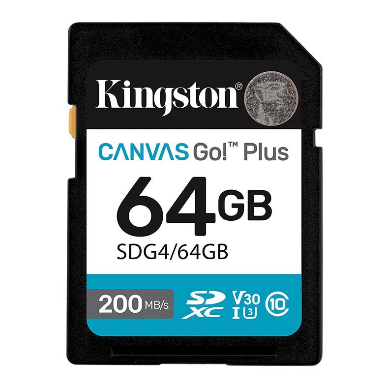 Cartao de Memoria Kingston Canvas Go Plus, 64GB, SDXC, C10, UHS-I, V30, SDG4-64GB