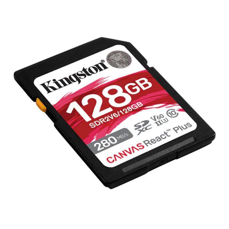Cartao de Memoria Kingston Canvas React Plus, 128GB, SDXC UHS-II, U3, V60, SDR2V6-128GB