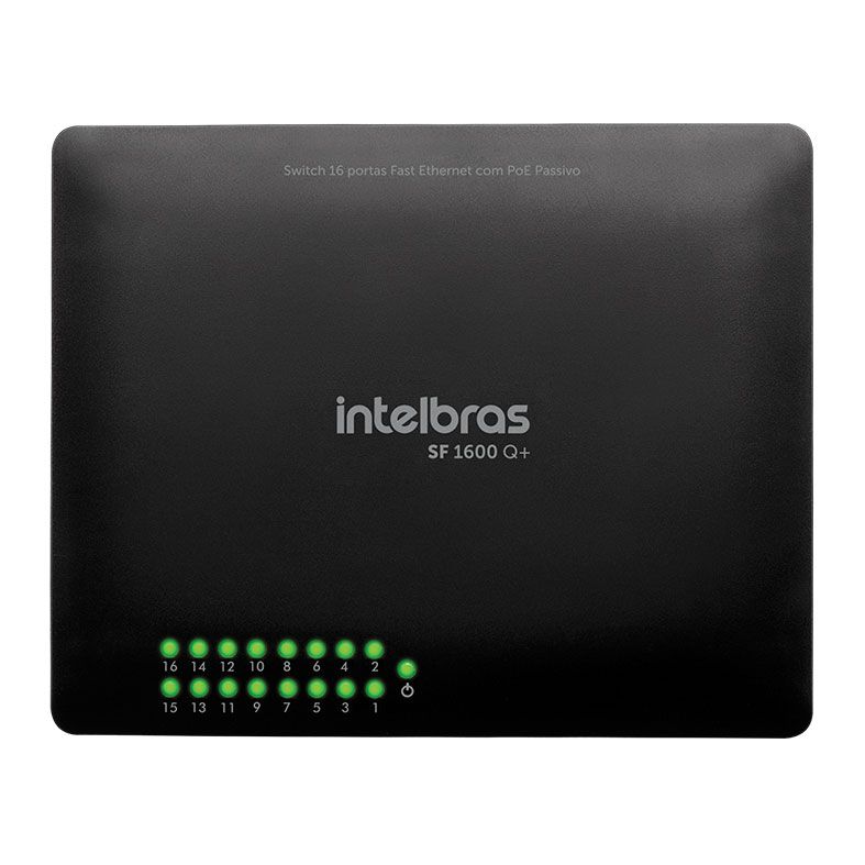 Switch Intelbras Fast Ethernet SF 1600 Q+, 16 Portas, Preto, SF-1600-Q