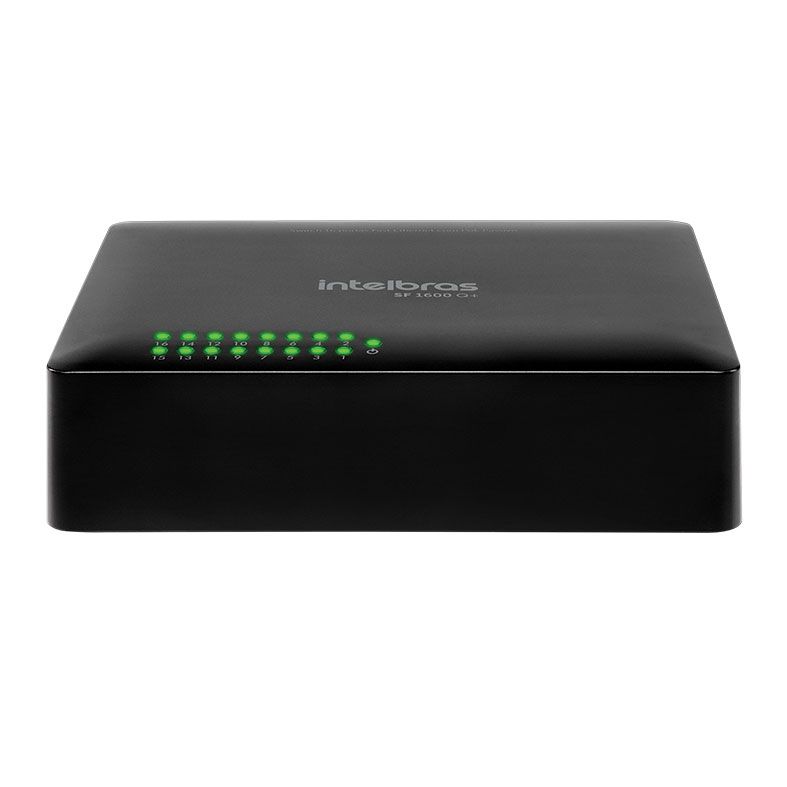 Switch Intelbras Fast Ethernet SF 1600 Q+, 16 Portas, Preto, SF-1600-Q
