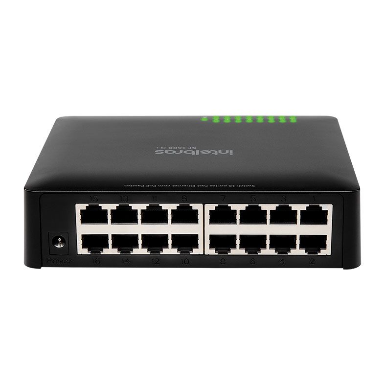 Switch Intelbras Fast Ethernet SF 1600 Q+, 16 Portas, Preto, SF-1600-Q