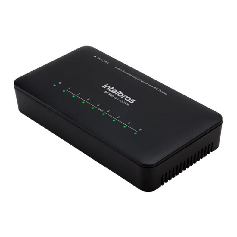 Switch Intelbras SF 800 Q+ Ultra, 10/100 Mbps, 8 Portas, Preto, SF 800 Q+ ULTRA