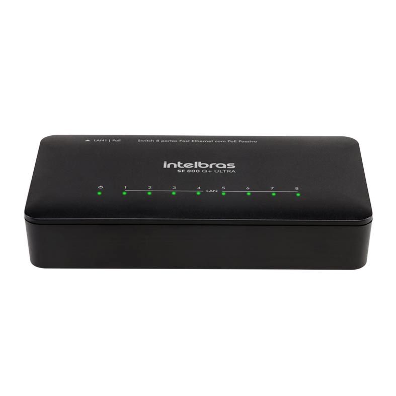 Switch Intelbras SF 800 Q+ Ultra, 10/100 Mbps, 8 Portas, Preto, SF 800 Q+ ULTRA