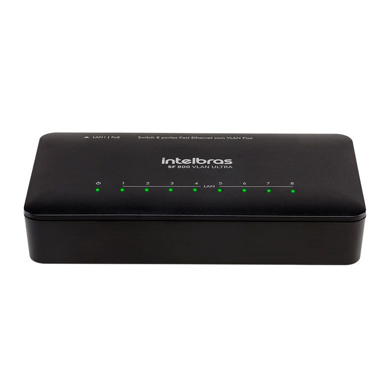Switch Intelbras SF 800 Fast Ethernet, 8 Portas, 10/100 Mbps, Preto, SF-800-VLAN-ULTRA