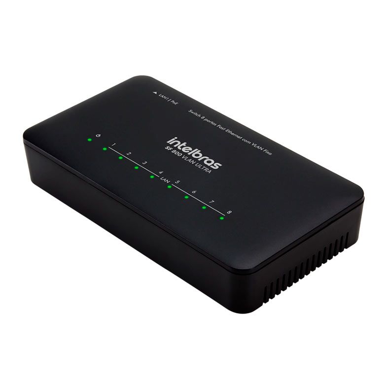 Switch Intelbras SF 800 Fast Ethernet, 8 Portas, 10/100 Mbps, Preto, SF-800-VLAN-ULTRA