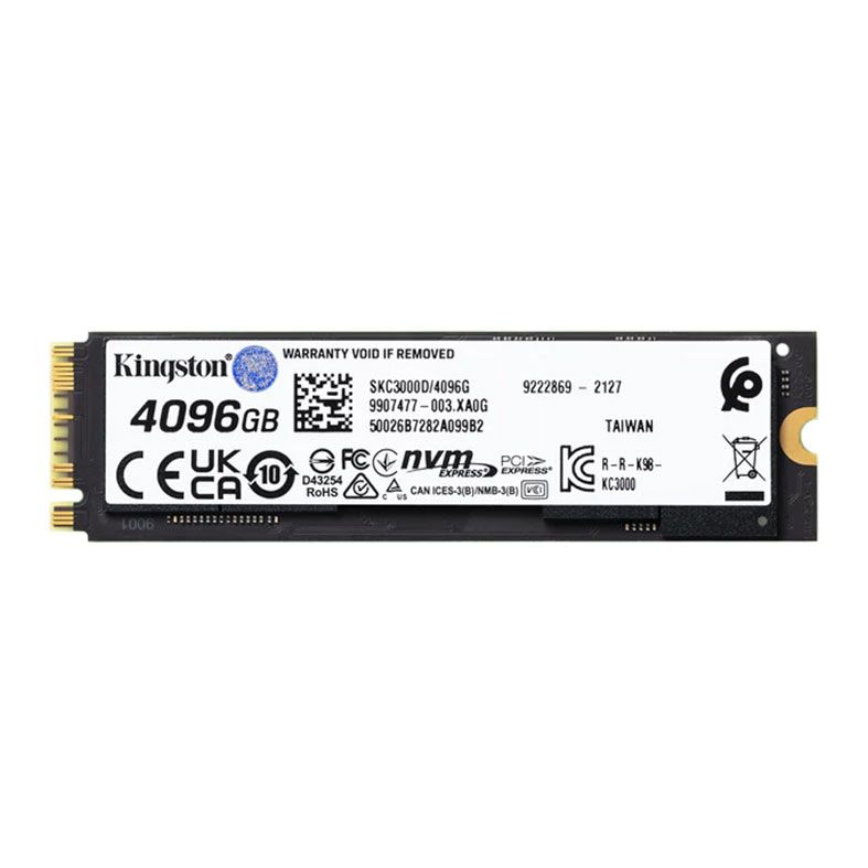 SSD Kingston KC3000, 4TB, M.2 2280, PCIe NVMe, Leitura 7000MB/s, Gravacao 7000MB/s, SKC3000D/4096G