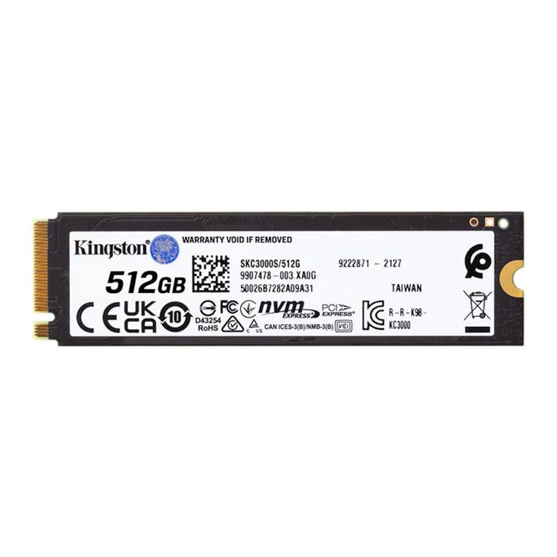 SSD Kingston KC3000, 512GB, M.2 2280, PCIe NVMe, Leitura 7000 MB/s, Gravacao 3900 MB/s, SKC3000S/512G