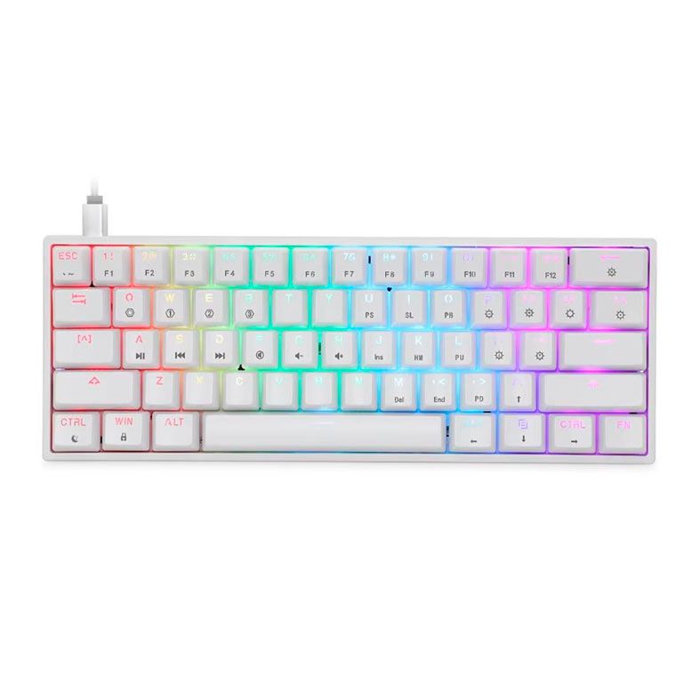 Teclado Mecanico Skyloong GK61, RGB, Switch Optico Marrom, Branco, SKL-GK61-RGB-BW-WH