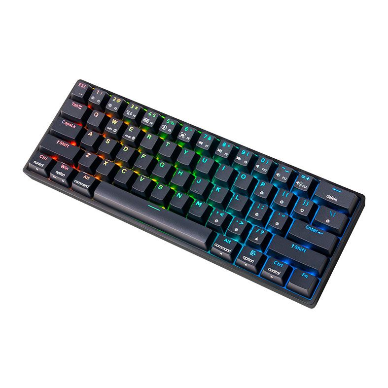 Teclado Mecanico Skyloong GK61, RGB, Switch Optico Vermelho, Preto, SKL-GK61-RGB-RD-BK