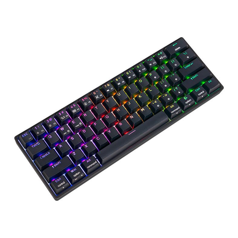 Teclado Mecanico Skyloong GK61, RGB, Switch Optico Vermelho, Preto, SKL-GK61-RGB-RD-BK
