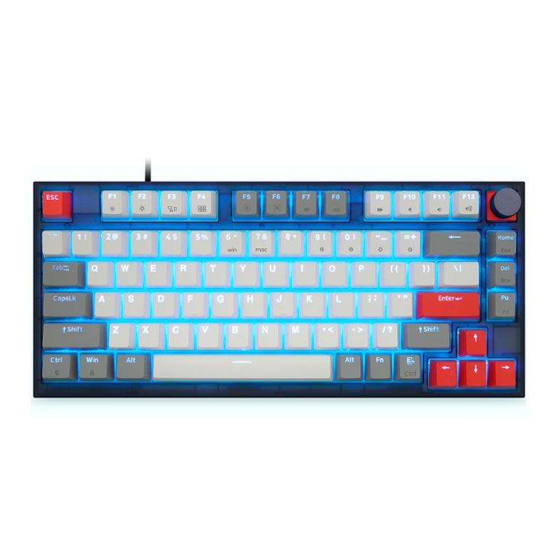 Teclado Mecanico Skyloong GK75, RGB, Switch Optico Marrom, Branco, SKL-GK75-RGB-BW-WH