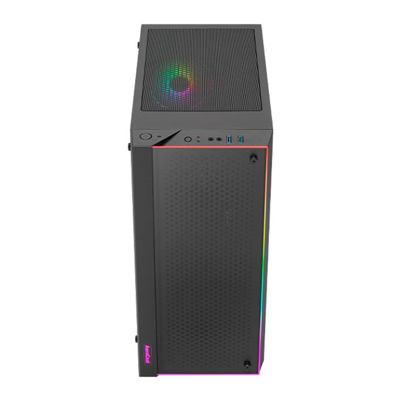 Gabinete Gamer Aerocool Skribble V1, ARGB, Mid-Tower, Lateral de Vidro, Com 3 Fans, Preto, SKRIBBLE-G-BK-V1