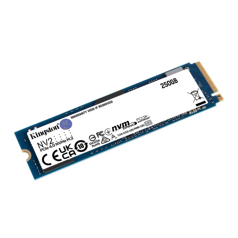 SSD Kingston NV2, 250GB, M.2 2280, PCIe NVMe, Leitura 3000MB/s, Gravacao 1300MB/s, SNV2S-250G