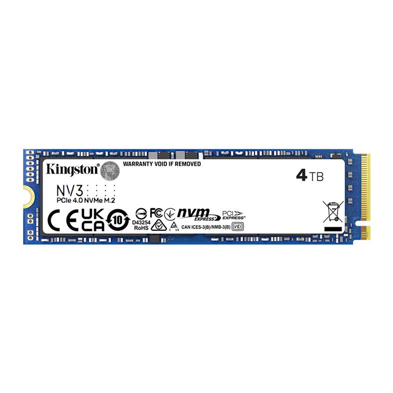 SSD Kingston NV3, 4TB, M.2 2280, PCIe NVMe, Leitura 6000MB/s, Gravacao 5000MB/s, SNV3S-4000G