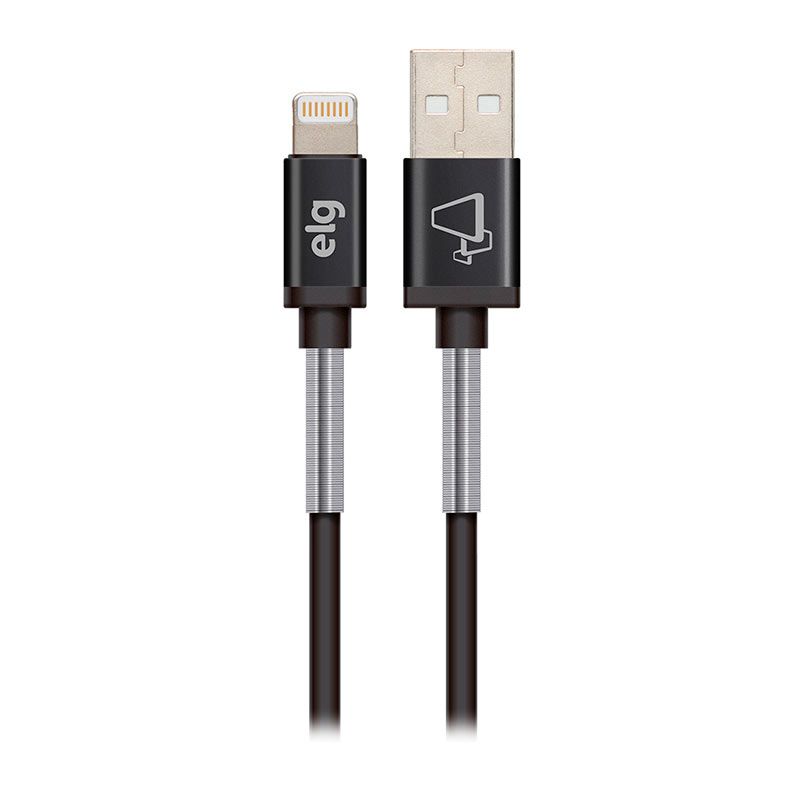 Cabo Lightning Com Reforço em Mola Inox ELG, 1m, Preto, SP810BK