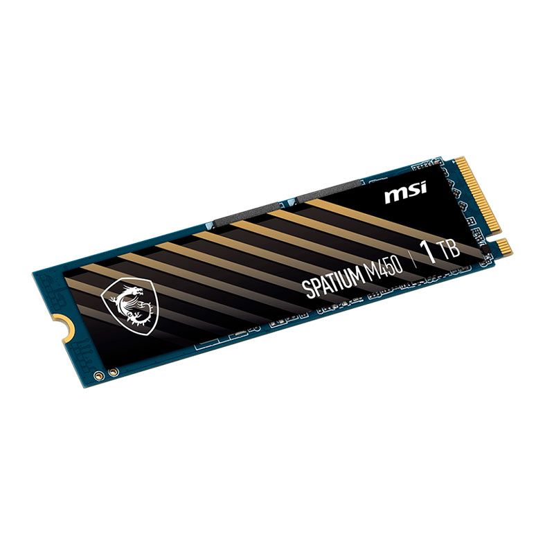 SSD MSI Spatium M450, 1TB, M.2 2280, PCIe NVMe, Leitura 3600MB/s, Gravacao 3000MB/s, SPATIUM-M450-1TB