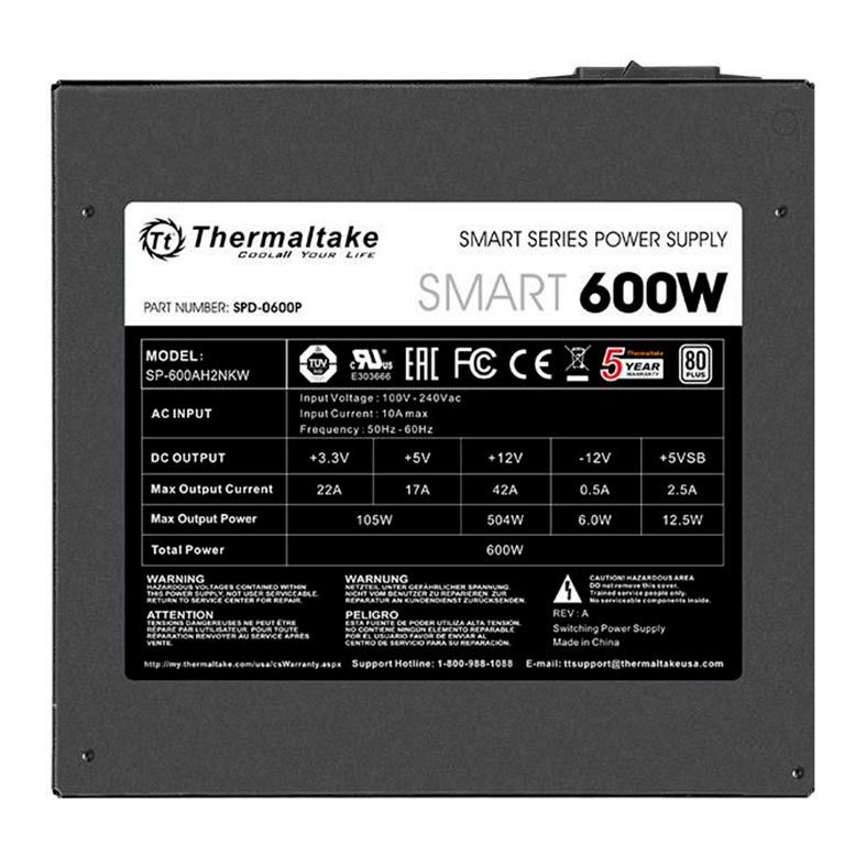 Fonte Thermaltake Smart Series 600W Power Supply 80Plus White, SPD-0600P