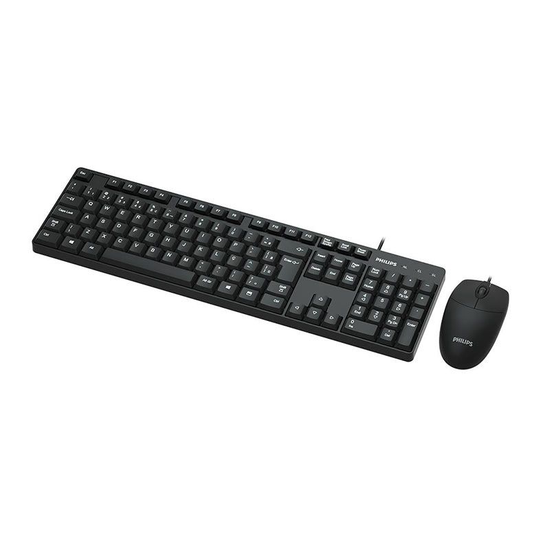 Kit Teclado e Mouse Philips C254, ABNT2, 1000DPI, Preto, SPT6254