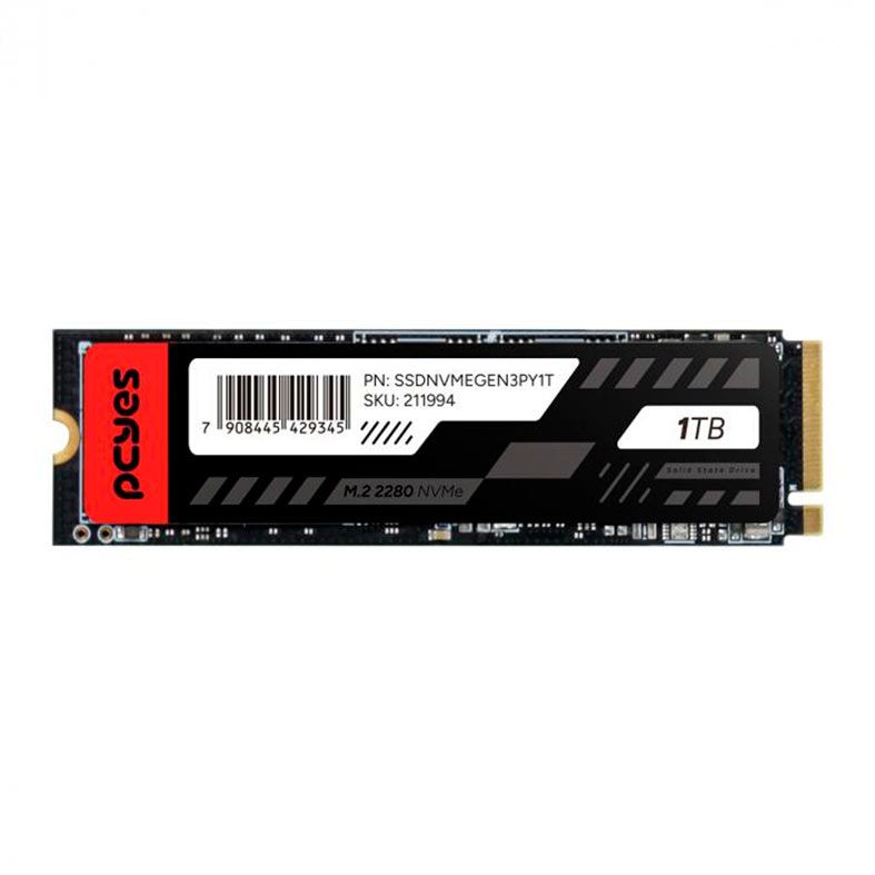 SSD Pcyes, 1TB, M.2 2280, PCIe NVMe, Leitura 2289MB/s, Gravacao 1650MB/s, SSDNVMEGEN3PY1T