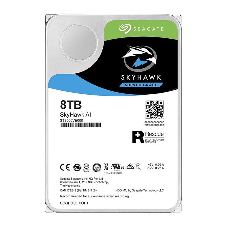 HD Seagate Skyhawk AI, 8TB, 3.5, 7200 RPM, Sata III 6GB/s, Cache 256MB, ST8000VE000