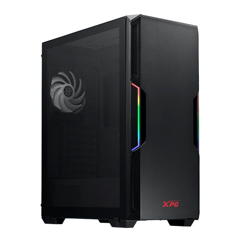 Gabinete Gamer XPG Starker, Mid-Tower, Lateral de Vidro, Com 2 Fans, ARGB, Preto, STARKER-BKCWW