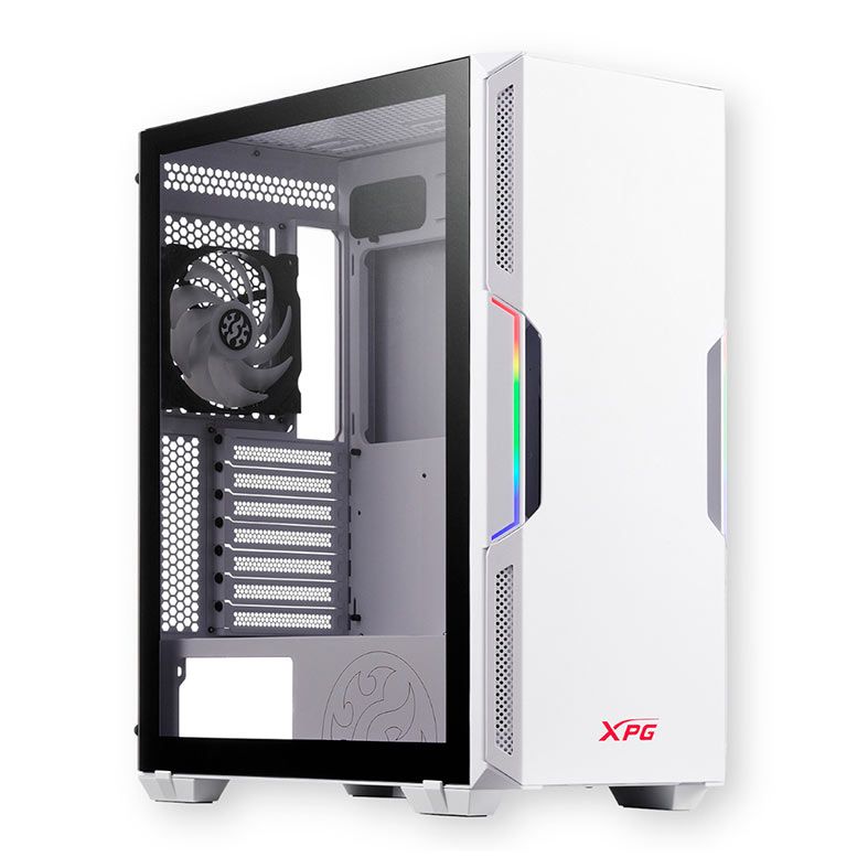Gabinete Gamer XPG Starker, Mid-Tower, Lateral de Vidro, Com 2 Fans, ARGB, Branco, STARKER-WHCWW