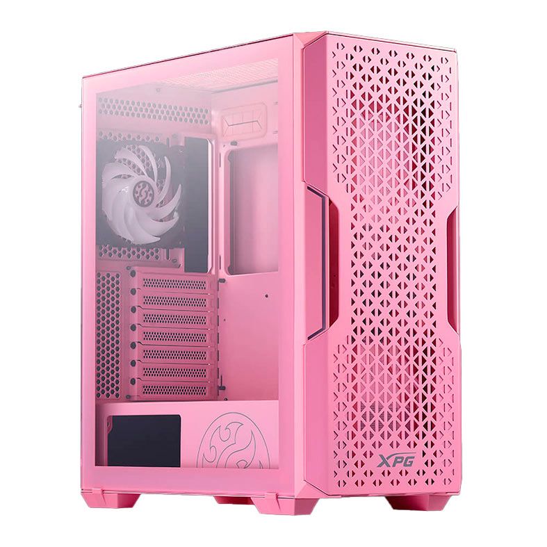 Gabinete Gamer XPG Starker Air, ARGB, Mid-Tower, Lateral de Vidro, Com 2 Fans, Rosa, STARKERAIR-PKCUS