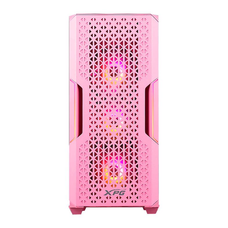 Gabinete Gamer XPG Starker Air, ARGB, Mid-Tower, Lateral de Vidro, Com 2 Fans, Rosa, STARKERAIR-PKCUS