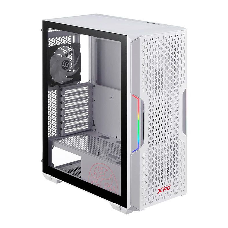 Gabinete Gamer XPG Starker Air, Mid-Tower, Lateral de Vidro, Com 2 Fans, ARGB, Branco, STARKERAIR-WHCWW