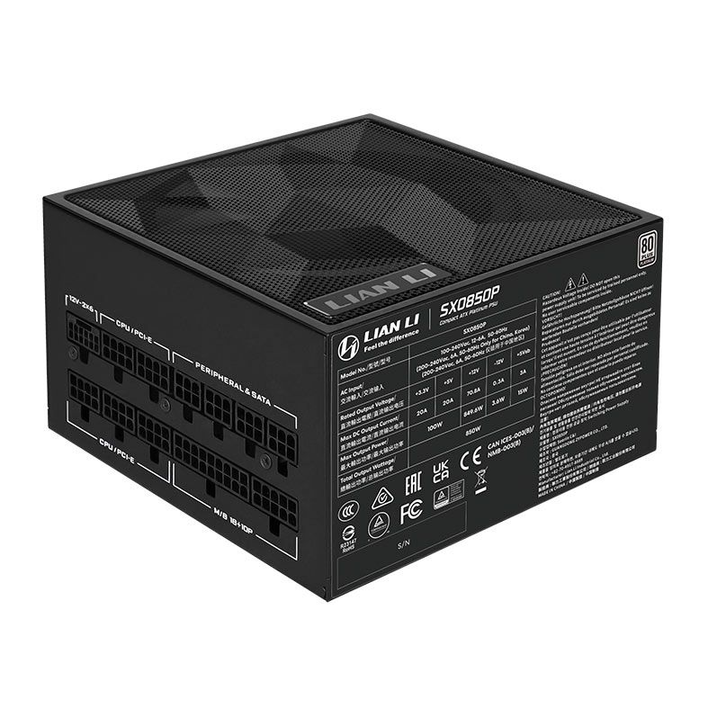Fonte Lian Li SX0850P, 850W, Full Modular, 80 Plus Platinum, Preto, SX0850P-BK
