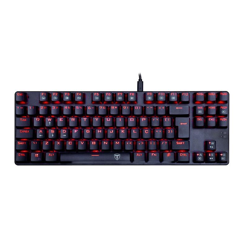 Teclado Mecanico T-Dagger Bora Preto Led Red Switch Azul, T-TGK313-BL RED